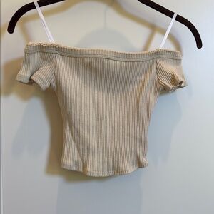 Urban Outfitters Cream Puff Sleeve Crop Top